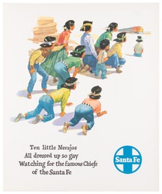 [SANTA FE RAILWAYS]. Three posters and prints. 1950s. Inclu...