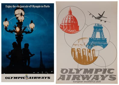 Olympics Airways. Two posters. Circa 1970s. Color offset tr...