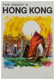 The Orient Is Hong Kong. Circa 1960s. Travel poster publish...