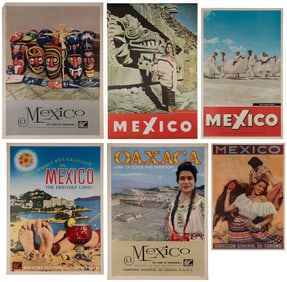 Mexico. Group of 6 tourism posters. Circa 1950s-60s. Color ...