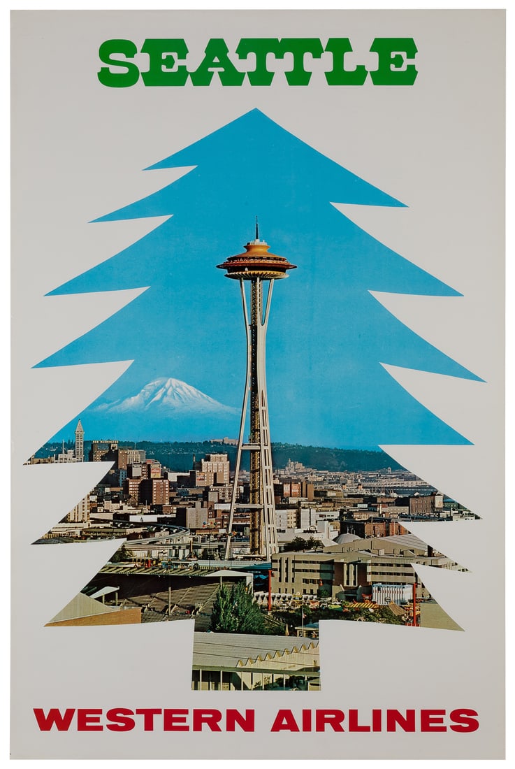 Seattle / Western Airlines. Circa 1970s. A travel poster wi... (1 of 1)
