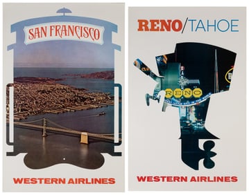 Western Airlines. Two posters. Circa 1960s. Includes: San F...