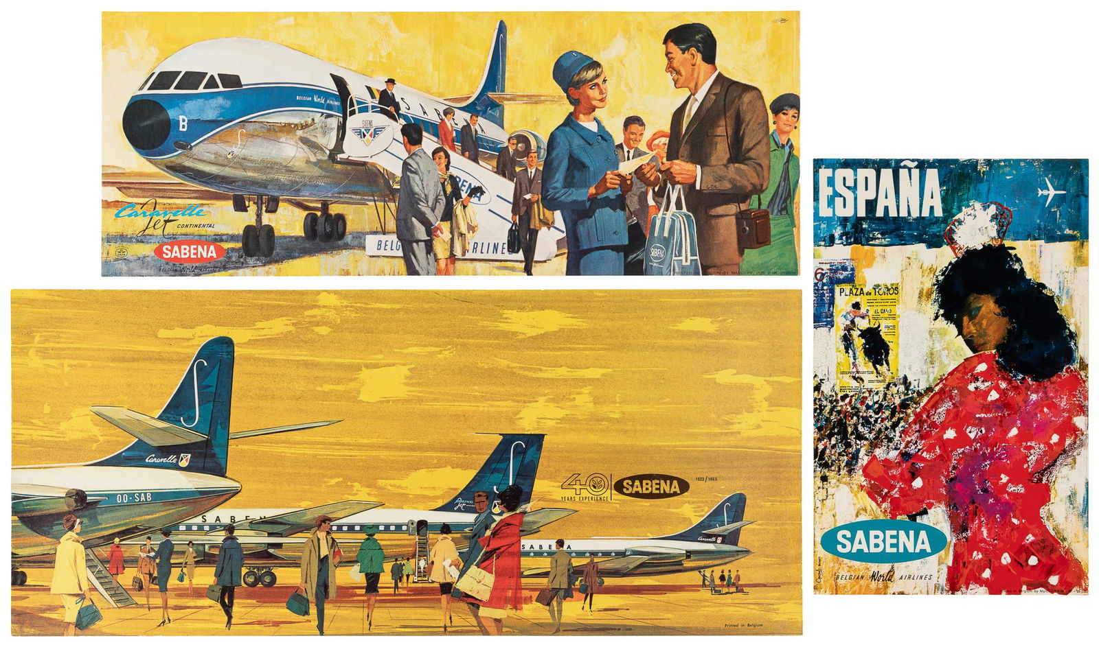 Sabena. Three airline advertisements. Includes: a mini-post... (1 of 4)