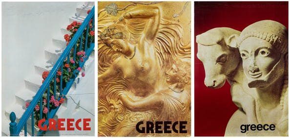 Greece. Three vintage travel posters. 1980s. Designed and c...