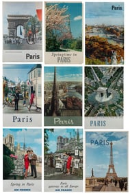 Paris. Group of 9 tourism posters. Circa 1960s. Color photo...