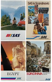 SAS / Scandinavian Airlines. Four vintage posters. Circa 19...