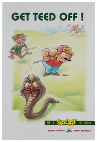 Air India / Get Teed Off. Circa 1990s. Airline poster depic...