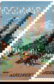 TREIDLER, Adolph (1886 – 1981). Ireland / Irish Internation...: TREIDLER, Adolph (1886 – 1981). Ireland / Irish International Airlines. Dublin: Browne & Nolan Ltd., ca. 1950s. Offset lithograph travel poster. 39 ¾ x 25”. Linen backed. Replaced los