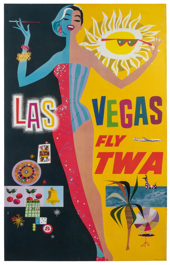 KLEIN, David (1918 – 2005). Las Vegas / Fly TWA. Circa 1960... (1 of 1)