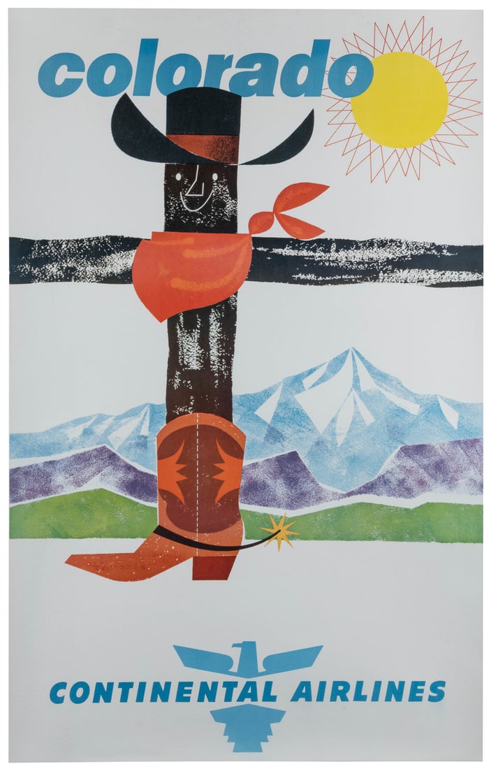 Colorado / Continental Airlines. 1960s. Airline poster with... (1 of 1)