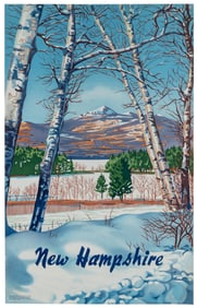 New Hampshire. Circa 1930s-40s. Color lithograph tourism po...