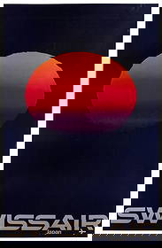 BINGLER, Manfred (1928-1987). Swissair / Japan. 1964. Color...: BINGLER, Manfred (1928-1987). Swissair / Japan. 1964. Color offset lithograph airline poster. 39 ¾ x 24 ¼”. Linen backed. Several over-painted tears at top edge; light creases and shor