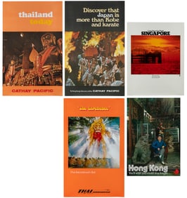 [ASIAN TRAVEL]. Group of 5 vintage posters. Circa 1970s. In...
