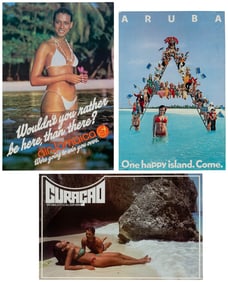 [ISLAND TRAVEL]. Trio of posters. Circa 1980s. Color poster...