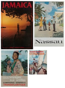 [CARIBBEAN TRAVEL]. Group of 4 posters. Circa 1960s-80s. In...