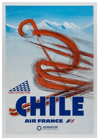 BRUNSWIC, C. Air France / Chile. Circa 1980s. Travel poster...