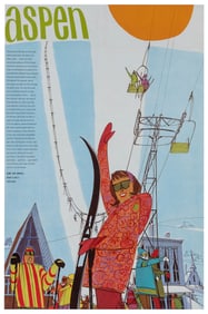Aspen. Circa 1970s. Color offset lithograph. Double-sided; ...