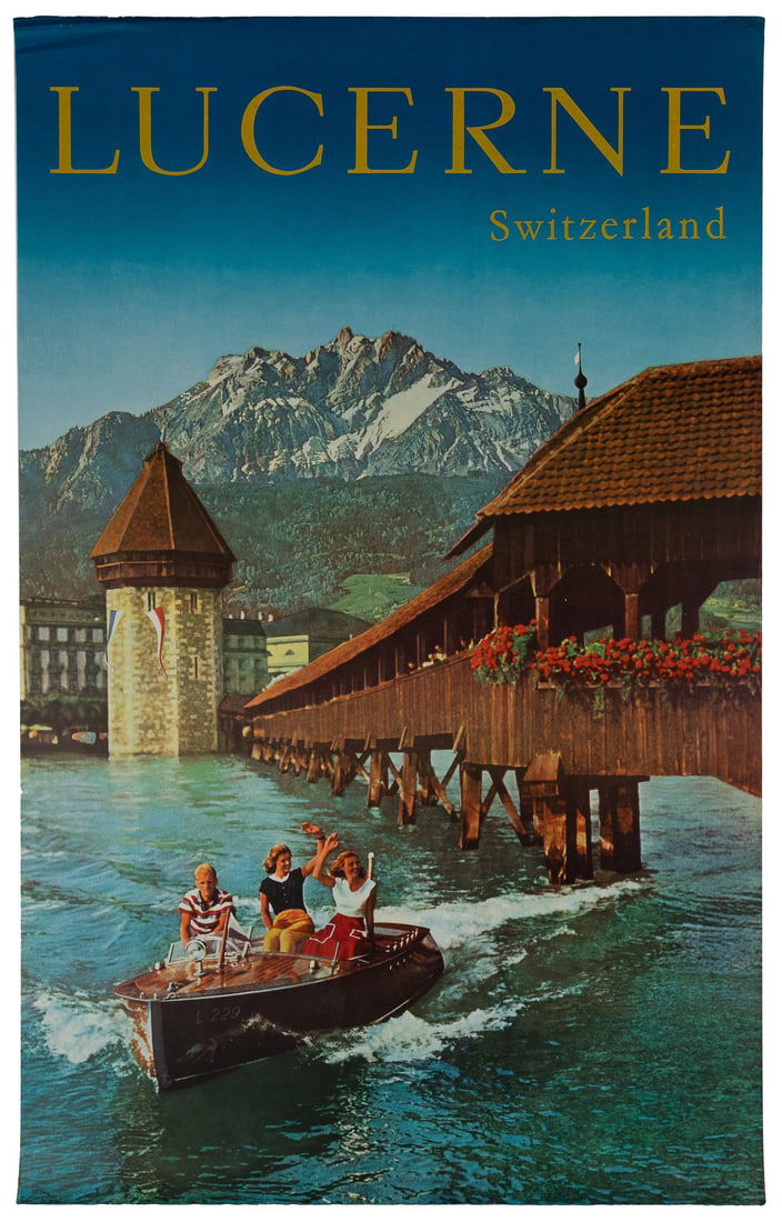 Lucerne / Switzerland. Circa 1960s. Photo by Gabriel Zurich...: Lucerne / Switzerland. Circa 1960s. Photo by Gabriel Zurich. Paper. Slight wrinkling and creases at edges. B+. 40 x 25”.