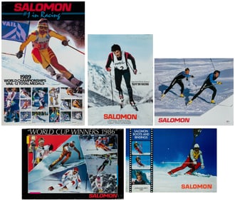 Group of 10 Salomon ski advertising posters. Ten vintage ph...