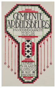 BRIEDE, Johan (1885-1980). Gemeente Arbeidsbeurs. 1924. Dut...