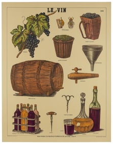 Le Vin. Richier & Laugier, ca. 1960s. An educational chart ...