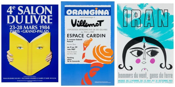 Group of Three French Exhibition Posters. 1970s–1980s. Incl...