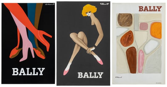VILLEMOT, Bernard (1911 – 1989). Bally. Three posters. 1970...