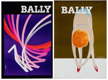Pair of vintage Bally posters. France, ca. 1960s–1970s. Pai...