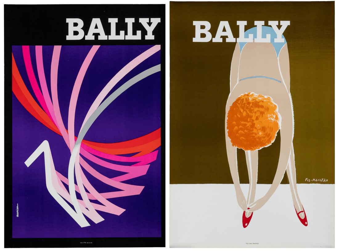 Pair of vintage Bally posters. France, ca. 1960s–1970s. Pai... (1 of 3)