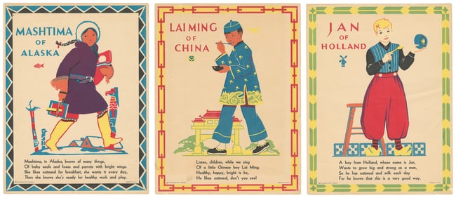 Quaker Oats Company. Three posters. 1934. Trio of indoor ed...