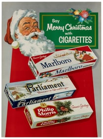 Say Merry Christmas with Cigarettes. Circa 1940s. Color off...