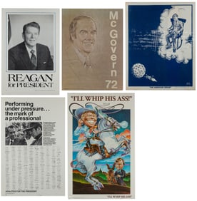 Five American political satire and campaign posters. 1960s-...