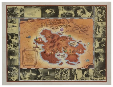 Peter Pan’s Neverland. 1953. Offset lithographed map “based...