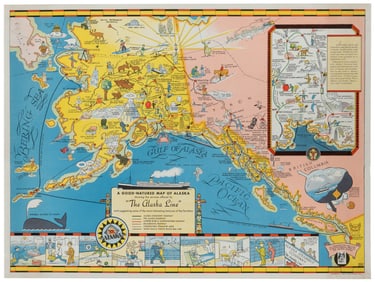 CAMY, Edward (1904-1958). Alaska Line / A Good-Natured Map ...