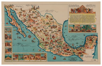 MEDINA, Miguel Gomez. Pictorial Map of Mexico. 1931. Mexico...
