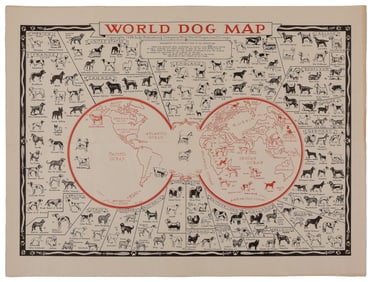 FRANTZ, E. World Dog Map. 1949. Chicago: Judy Publishing Co...