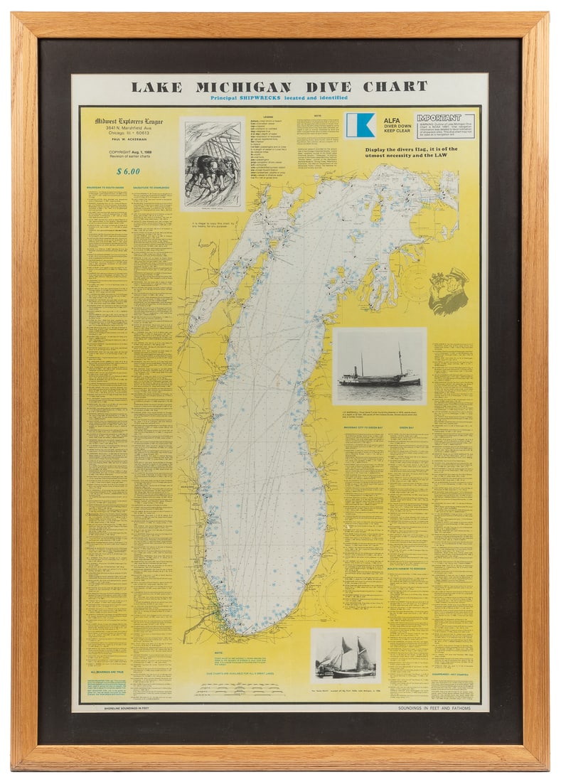 ACKERMAN, Paul. Lake Michigan Dive Chart. 1988. Chicago: Mi... (1 of 1)