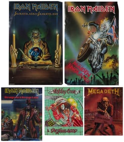 Five heavy metal rock posters. 1980s-90s. Includes three po...