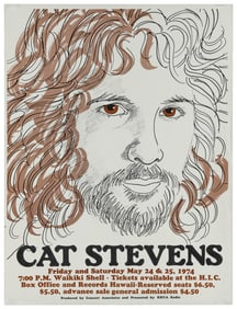 Cat Stevens / Waikiki Shell. 1974. Concert poster for Cat S...