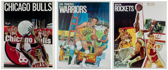 [NBA]. Three NBA Team Posters. Circa 1970. Including Chicag...