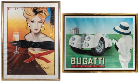 RAZZIA. Bugatti / Atlantic. Color lithograph poster. Signed...