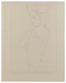 NAGEL, Patrick (1945 – 1984). Sketch of a woman. 1980s. Gra...