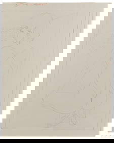 NAGEL, Patrick (1945 – 1984). Sketch of a woman. 1980s. Gra...: NAGEL, Patrick (1945 – 1984). Sketch of a woman. 1980s. Graphite on paper, depicting a woman with a geometric design in the background. Unsigned. Printer’s notations in margins. Matted, si