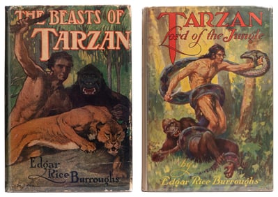 BURROUGHS, Edgar Rice (1875-1950). Pair of Jacketed Early R...