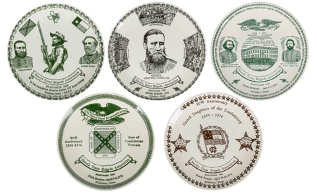 [CIVIL WAR]. Group of Five Transferware Plates Commemoratin...
