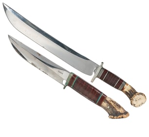 MCCARTY, Zollan. McCarty Fixed Knife Duo. Two upswept, hidd...