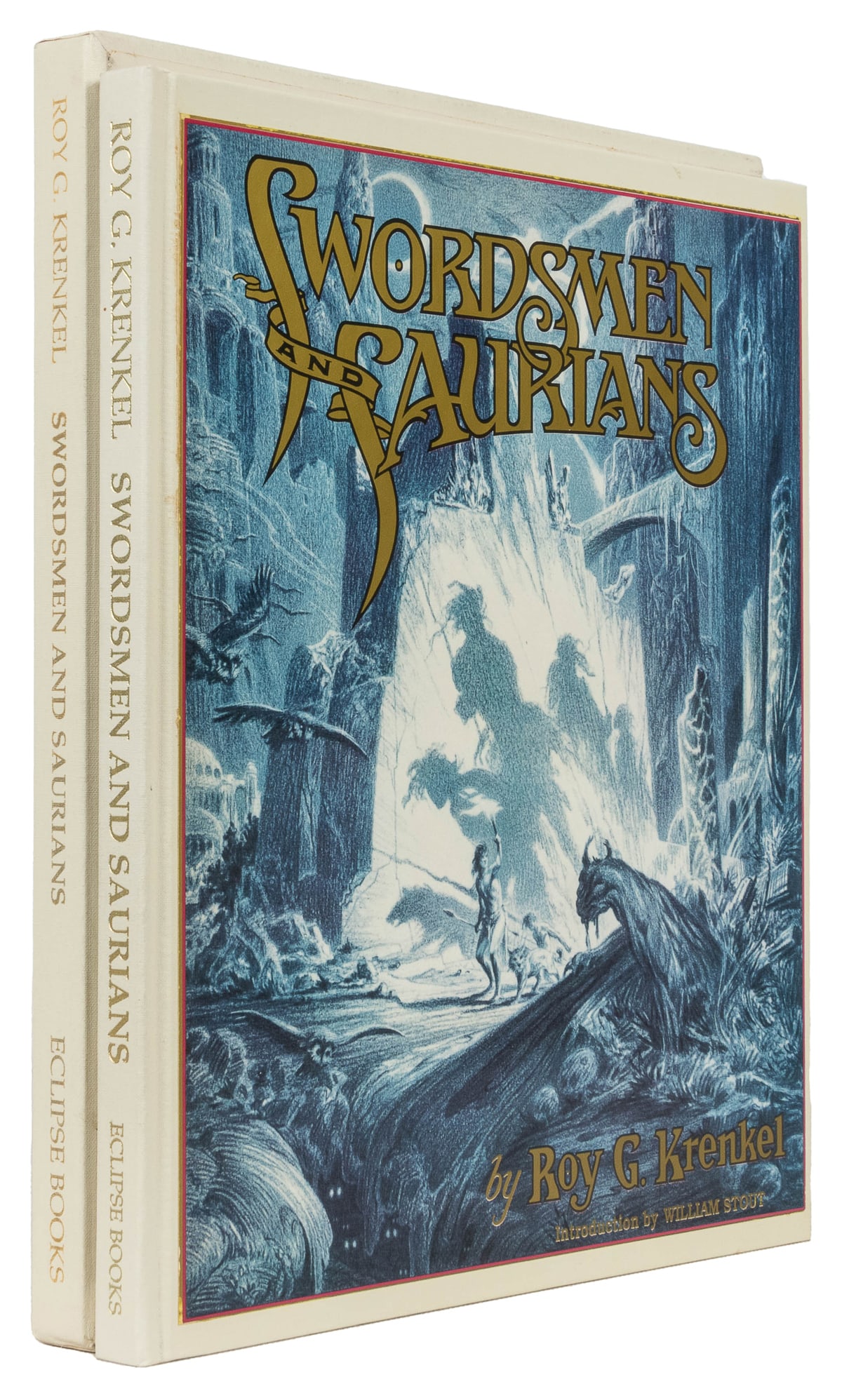KRENKEL, Roy G. (1918-1983). Swordsmen and Saurians. From t...: KRENKEL, Roy G. (1918-1983). Swordsmen and Saurians. From the Mesozoic to Barsoom. Forestville, CA: Eclipse Books, 1989. Large 4to. Illustrated with color frontispiece and numerous black and white ill