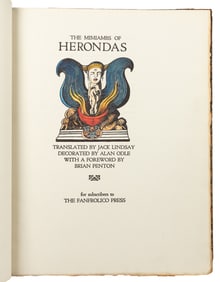 [ODLE, Alan (1888-1948), illustrator]. [LINDSAY, Jack (1900...