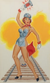 RANDALL, Bill (American, b. 1911). Train Engineer Themed Pi...