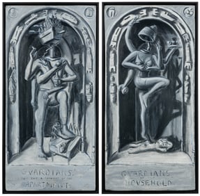 SANDLIN, David (Irish, 1956). Untitled Grisaille Diptych. (...